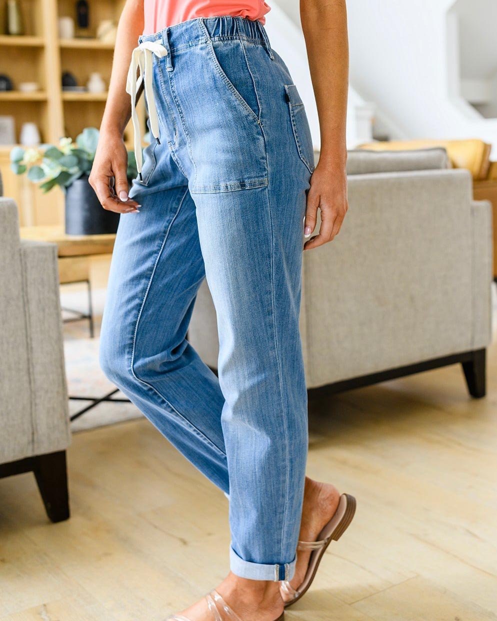 Pull On Denim Joggers