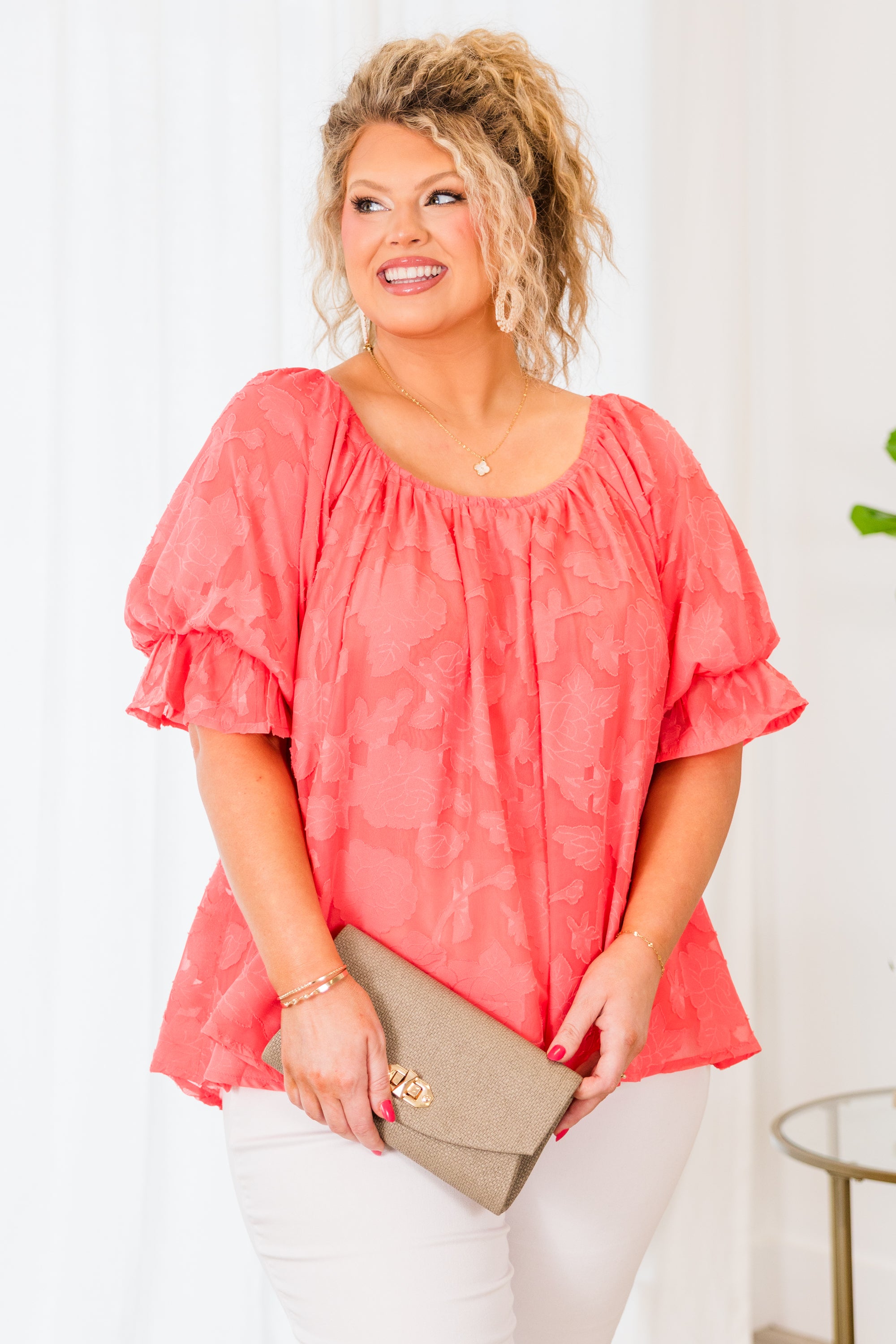 Because Of Love Top. Coral Pink