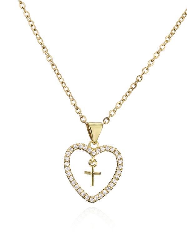Hollow Heart with Cross Pendant & Chain