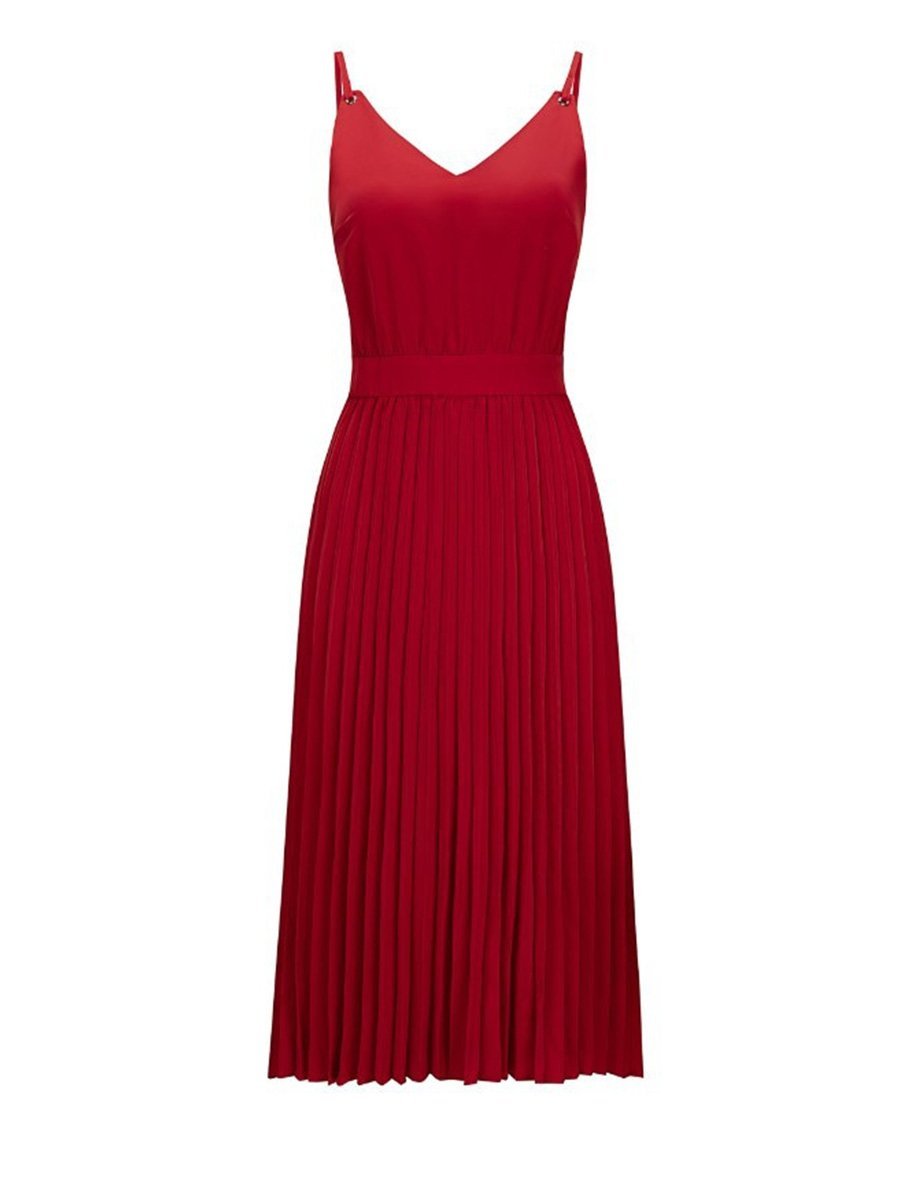 Sexy V-Neck Pleated Dress
