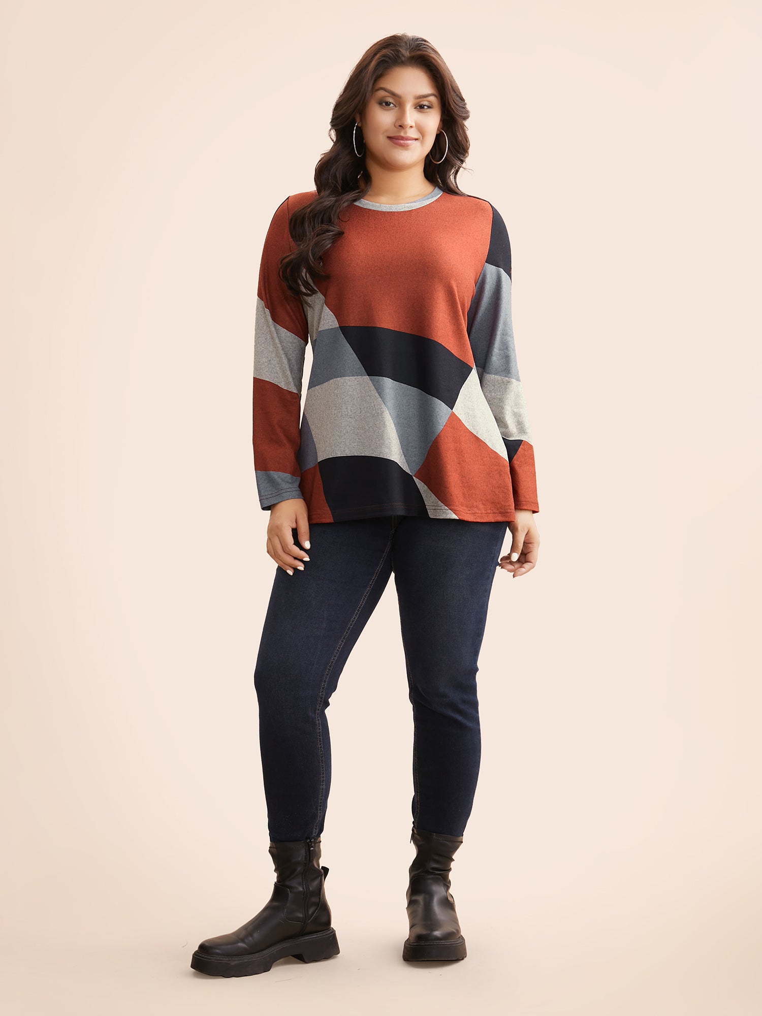 Round Neck Colorblock Contrast T-shirt