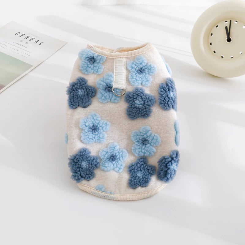 Fleece Flower Decor Dog Cat Harness Vest