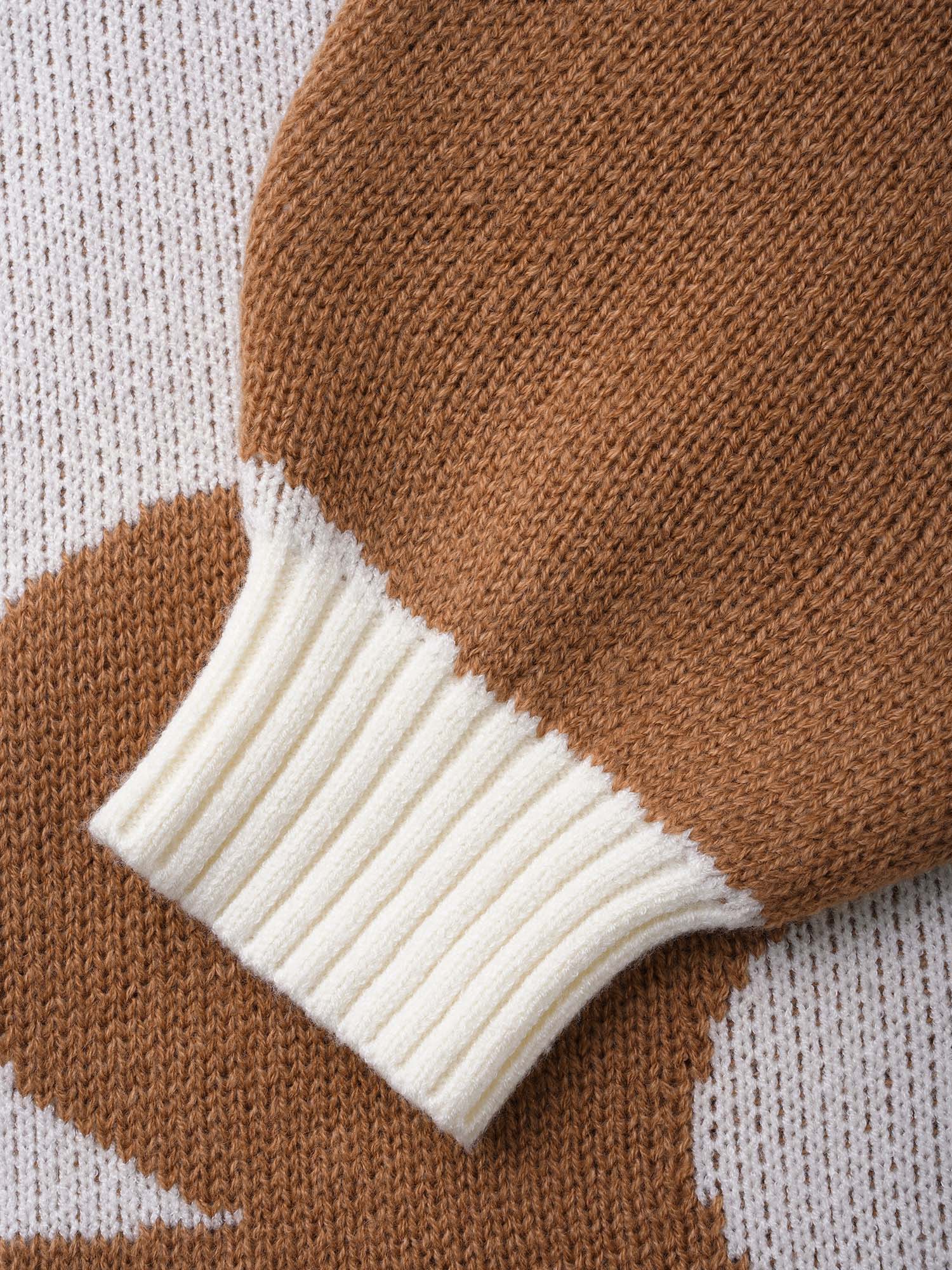 Floral Jacquard Drop Shoulder Sleeve Pullover