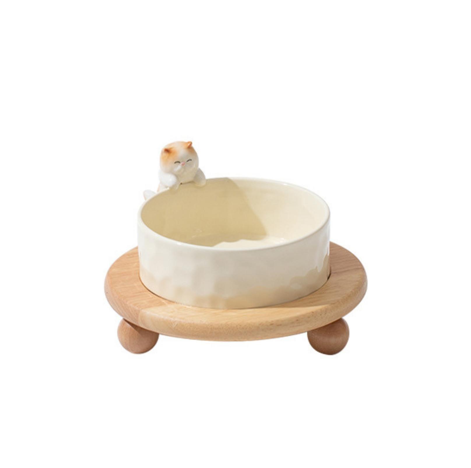 Nordic-style 3D Sculpture Ceramic Cat and Small Dog Bowl