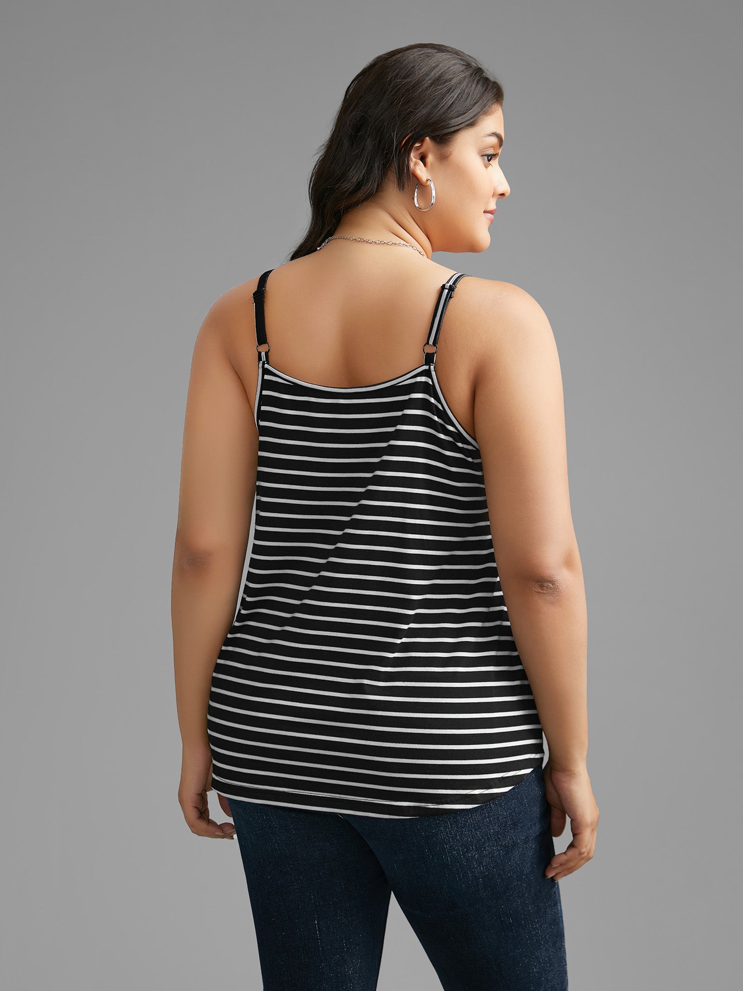 Striped Curved Hem Cami Top