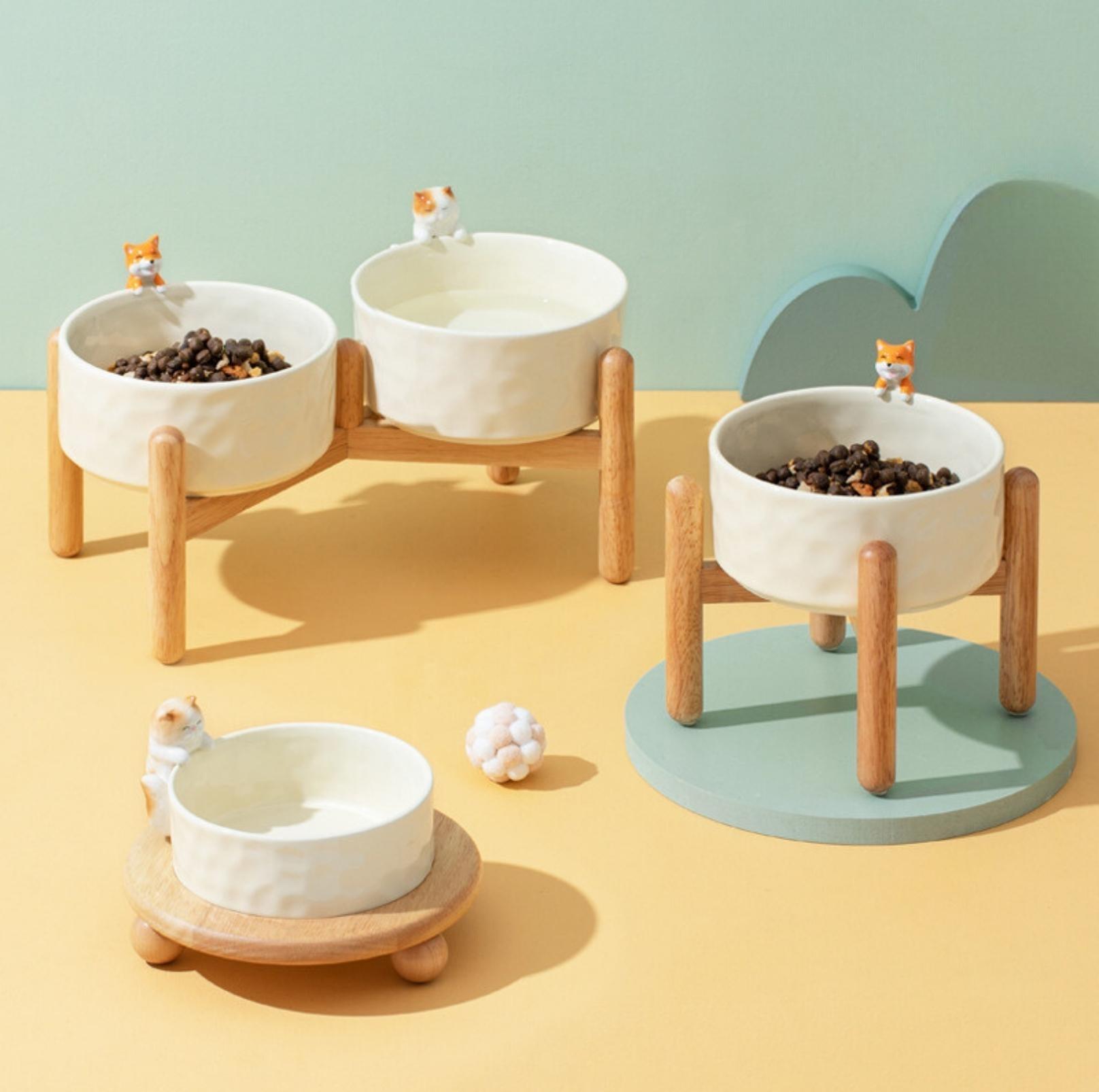 Nordic-style 3D Sculpture Ceramic Cat and Small Dog Bowl