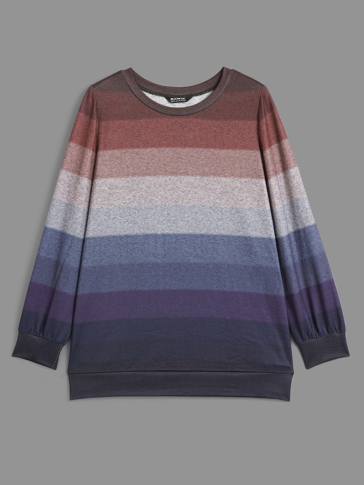 Ombre Contrast Round Neck Sweatshirt