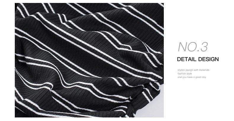 Striped Round Neck Dress(8 Colors)