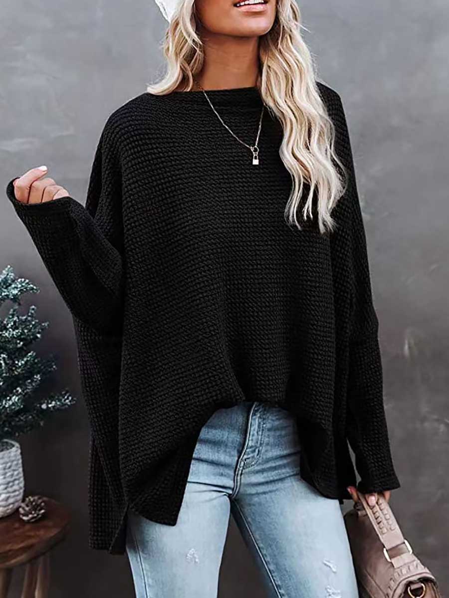 Knitted waffle slouchy top