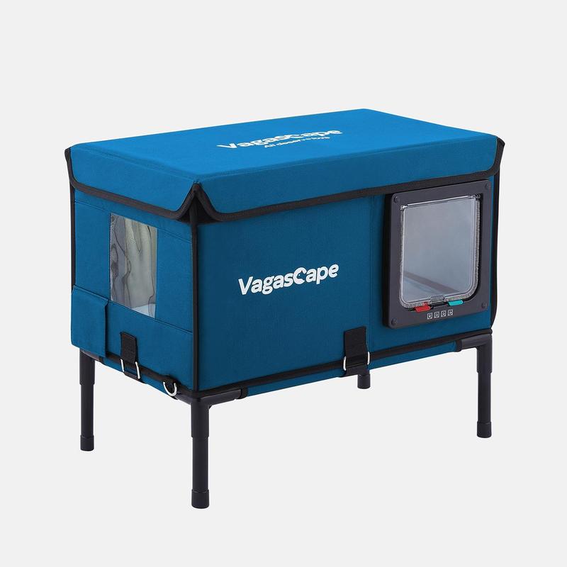 Heated Outdoor Cat House, Thermostat & Overheat Protection with Auto Shutoff, Warms in ~3s & Energy-Saving – Waterproof, Insulated & Elevated, 12mm Fiberglass Frame, Escape Door & Window, UL-Tested Heating Core