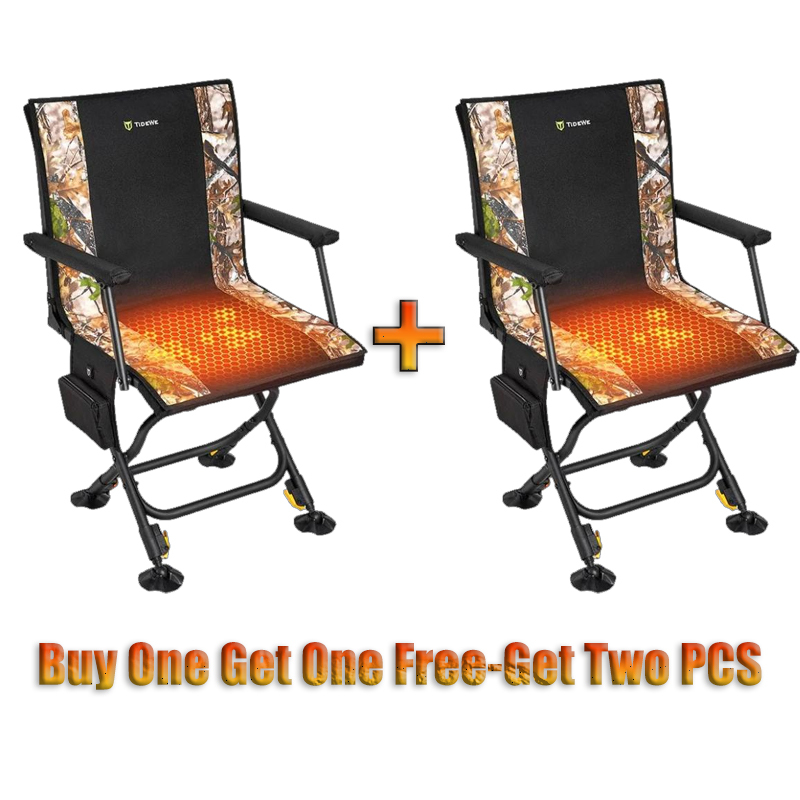 Heated Hunting Chair Adjustable Height 360° Swivel Blind Chair with Battery & Detachable Seat Cove (Buy One Get One Free-Get Two PCS)Limited-time Offer