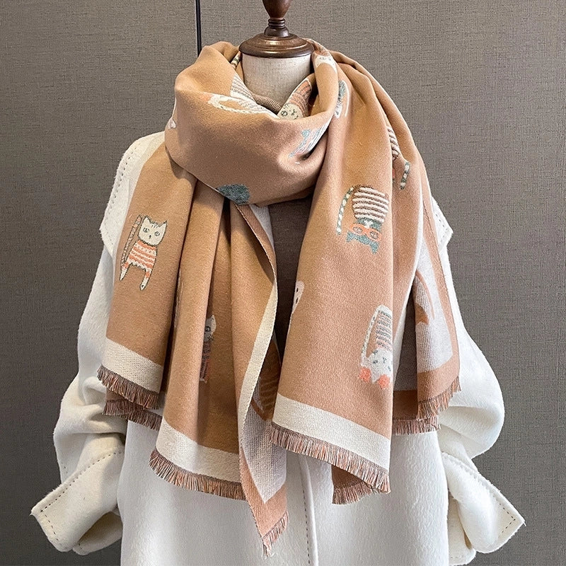 Women's Basic Color Block Imitation Cashmere Printing Scarf