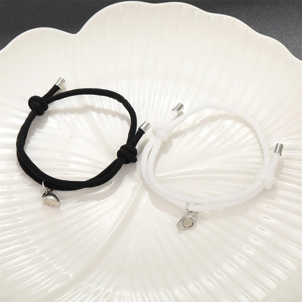 Couples Magnetic Heart Rope Bracelet Set