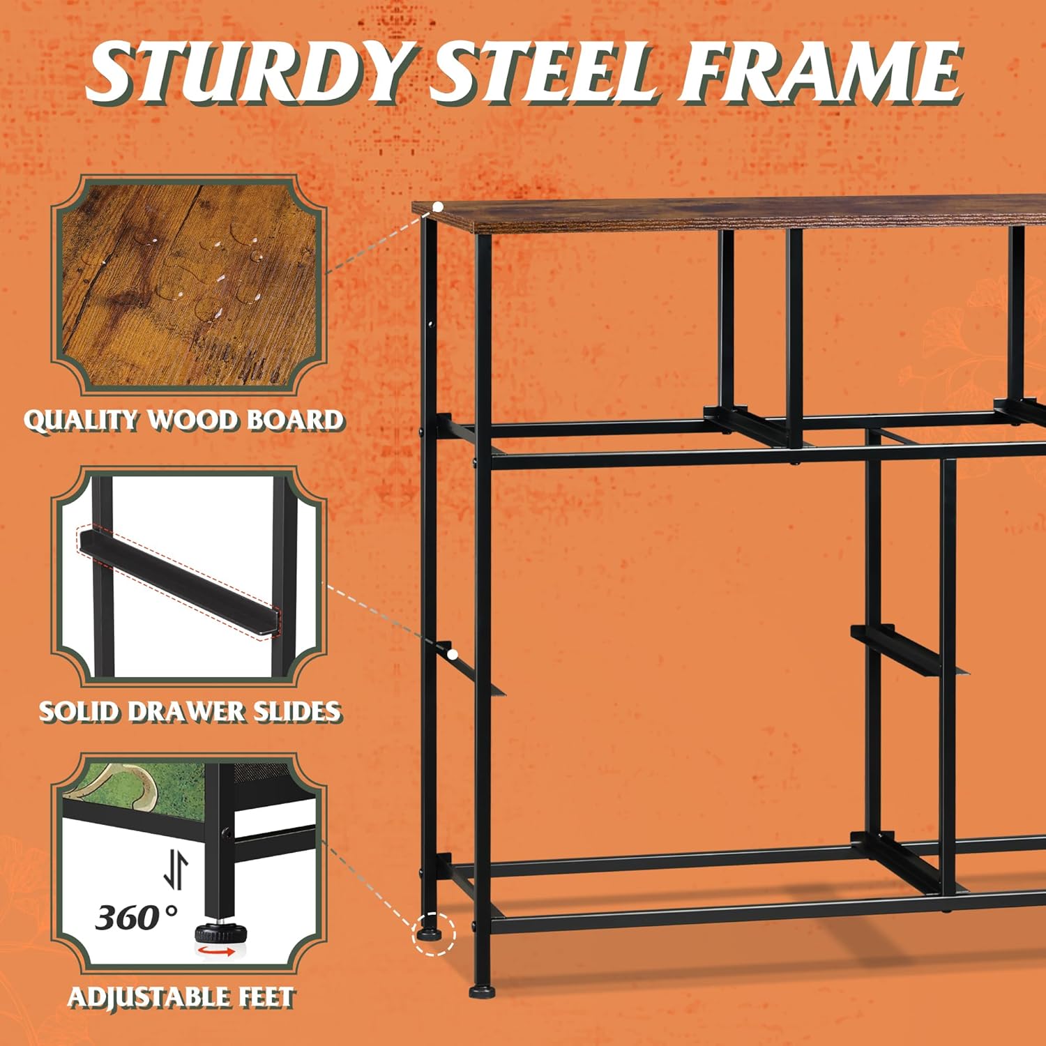 WLIVE 7 Drawer Dresser TV Stand, Dressers for Bedroom, Fabric Storage Tower