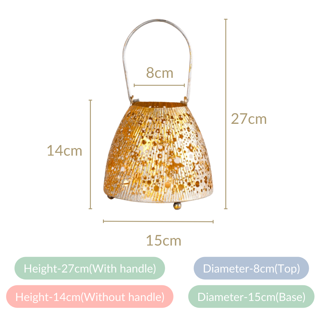 Stars And Moon Festive Metal Lantern With Handle