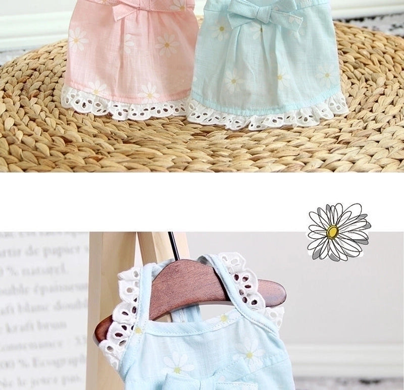 Pastoral Cotton Flower Bow Knot Pet Clothing