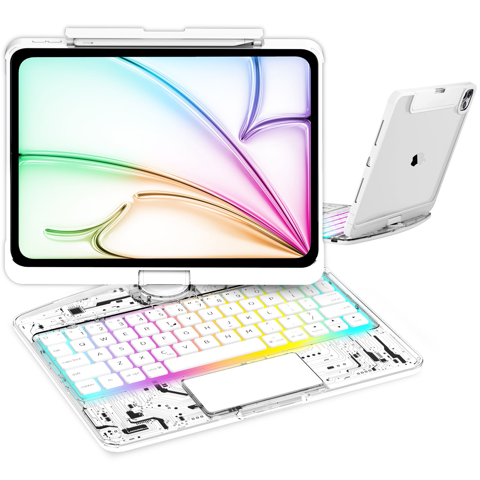 Transparent  iPad keyboard case 360° transparent iPad keyboard
