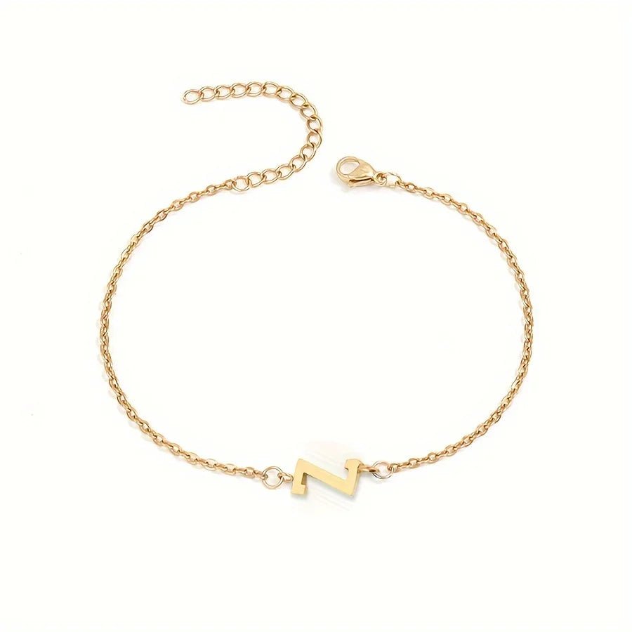 Dainty Feminine Letter Initial Chain Bracelet