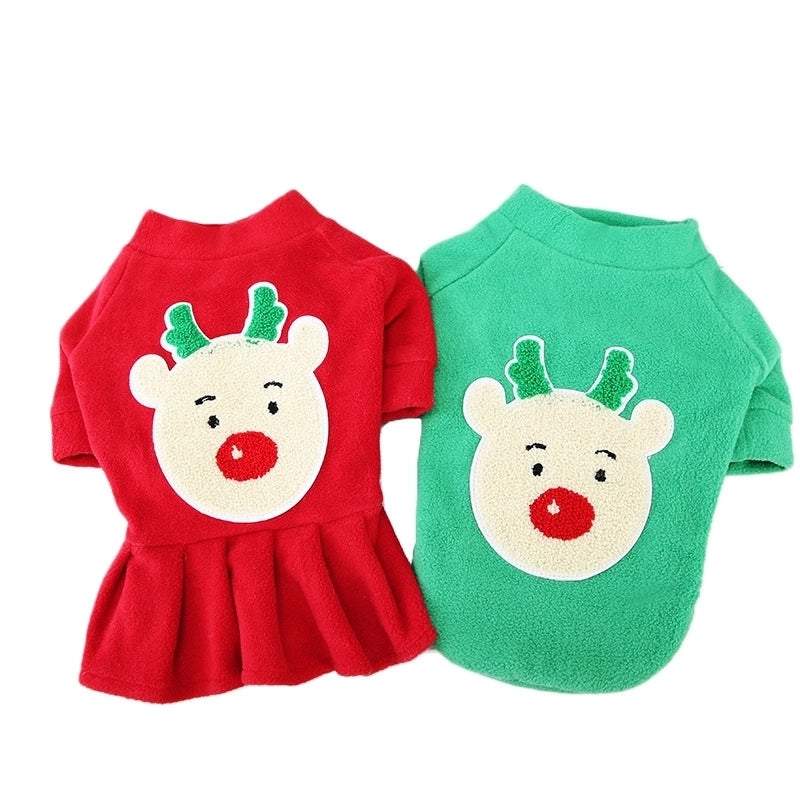 Fashion Thick Double-sided Polar Fleece Fabric Deer Pet Clothing 1 Piece