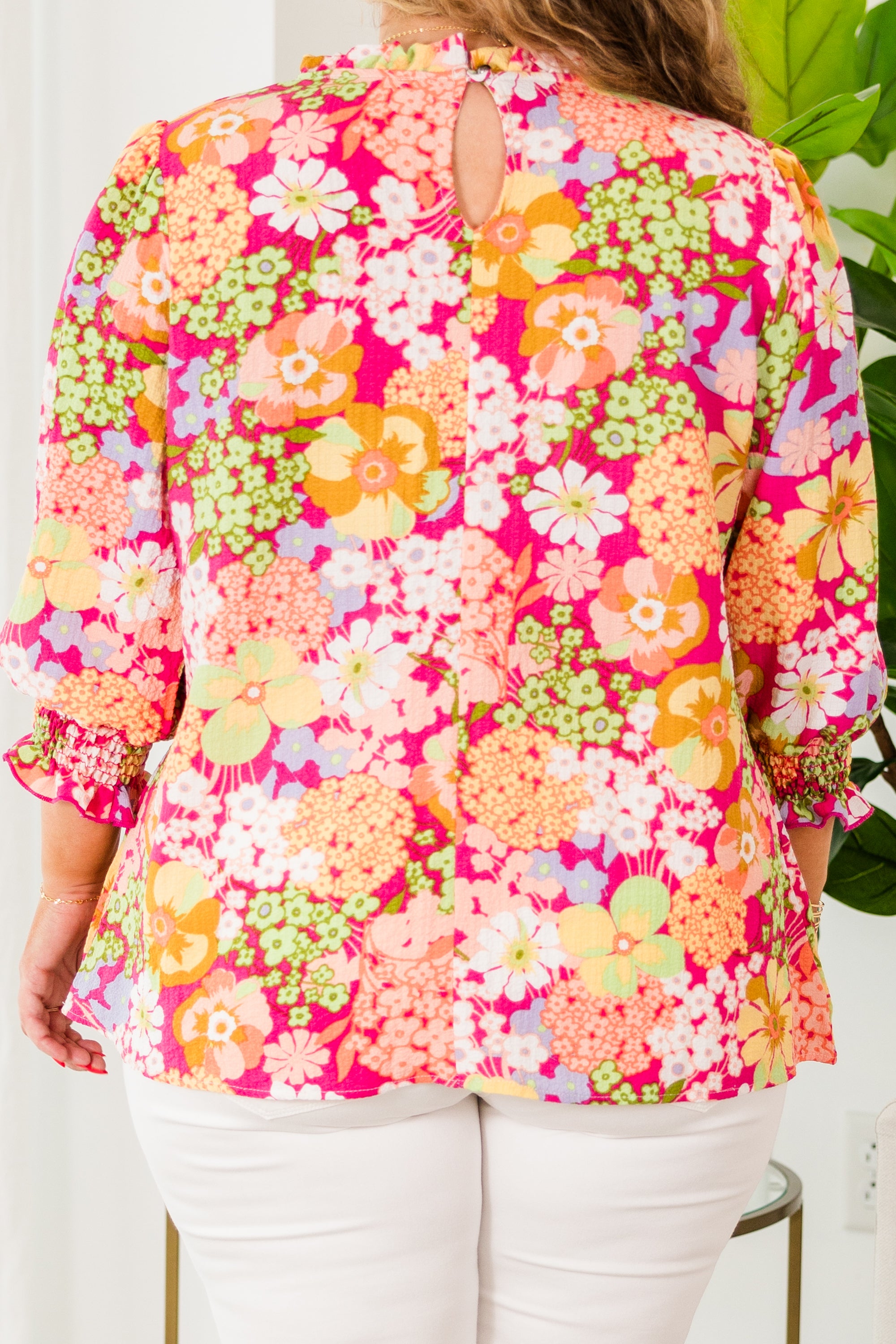 Fight For Floral Top. Fuchsia