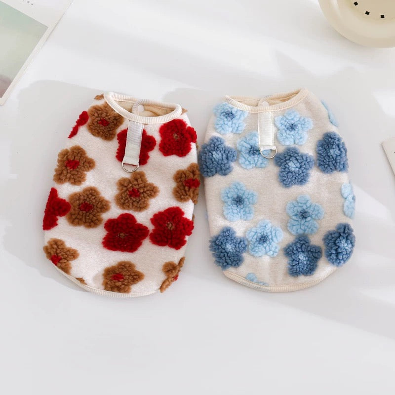 Fleece Flower Decor Dog Cat Harness Vest