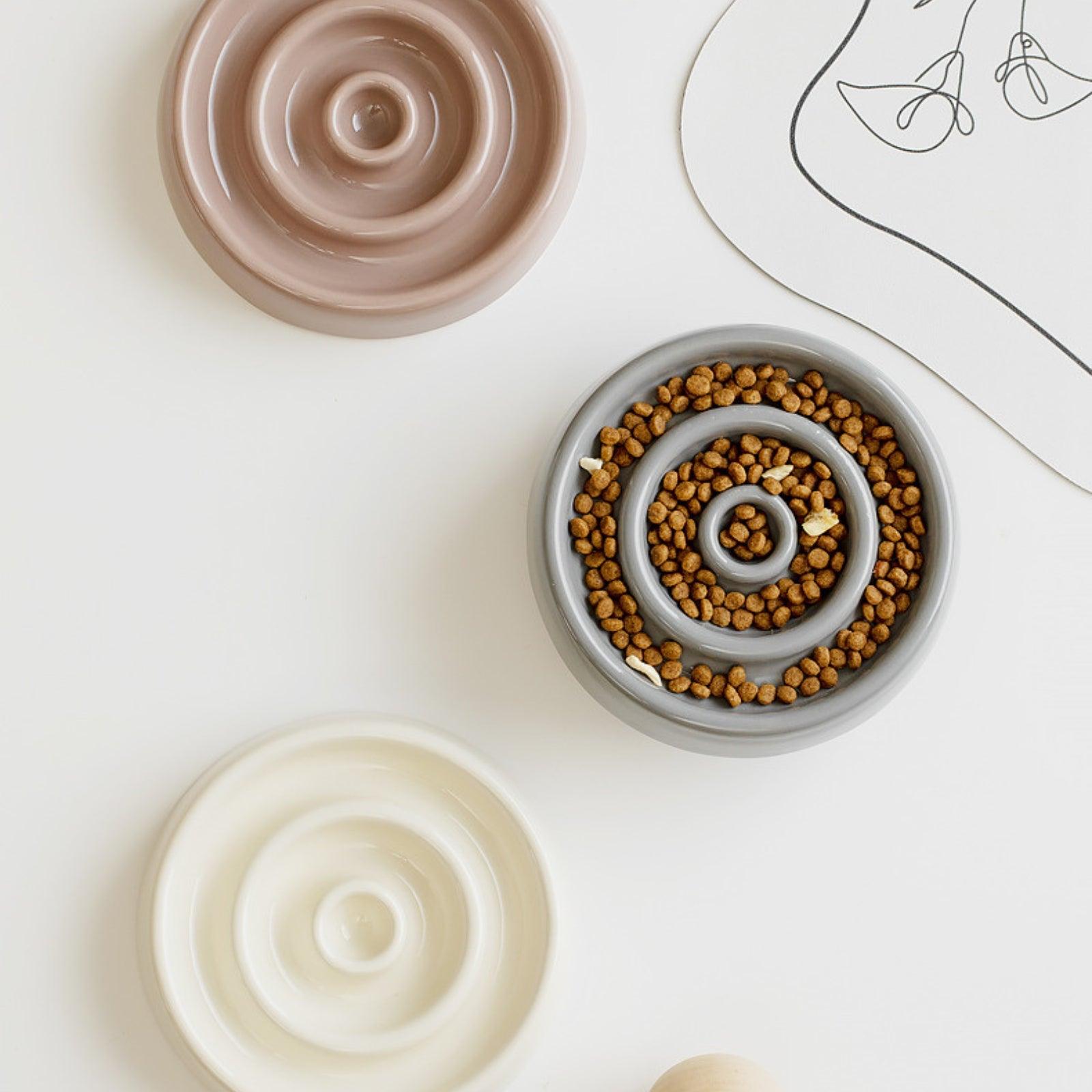 Ceramic Slow Eating Pet Food Bowl for Cats and Dogs