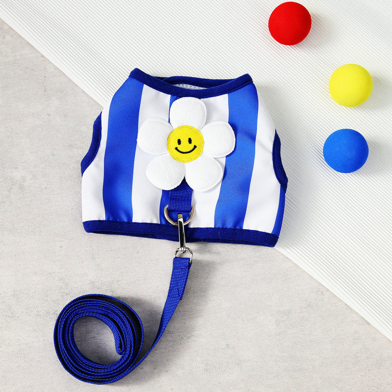 Sunflower Striped Dog Harness with Leash