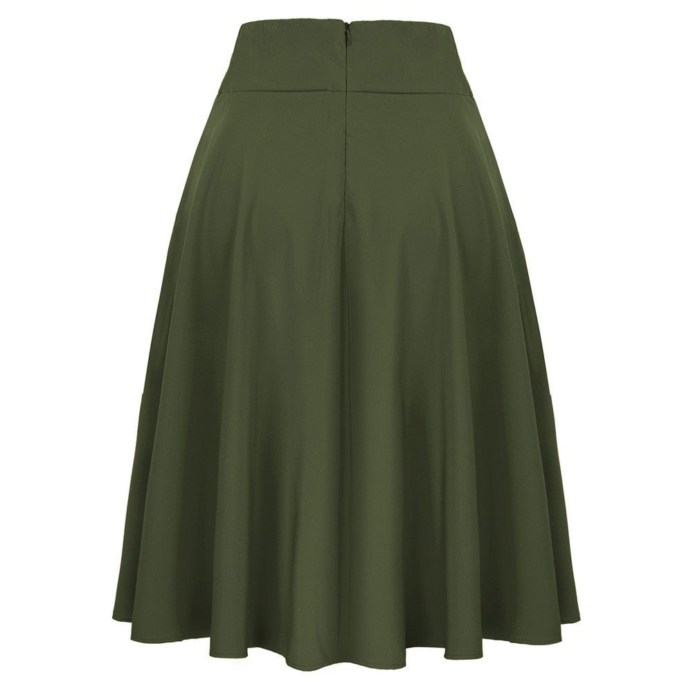Women's High Waist A-Line Pockets Skirt