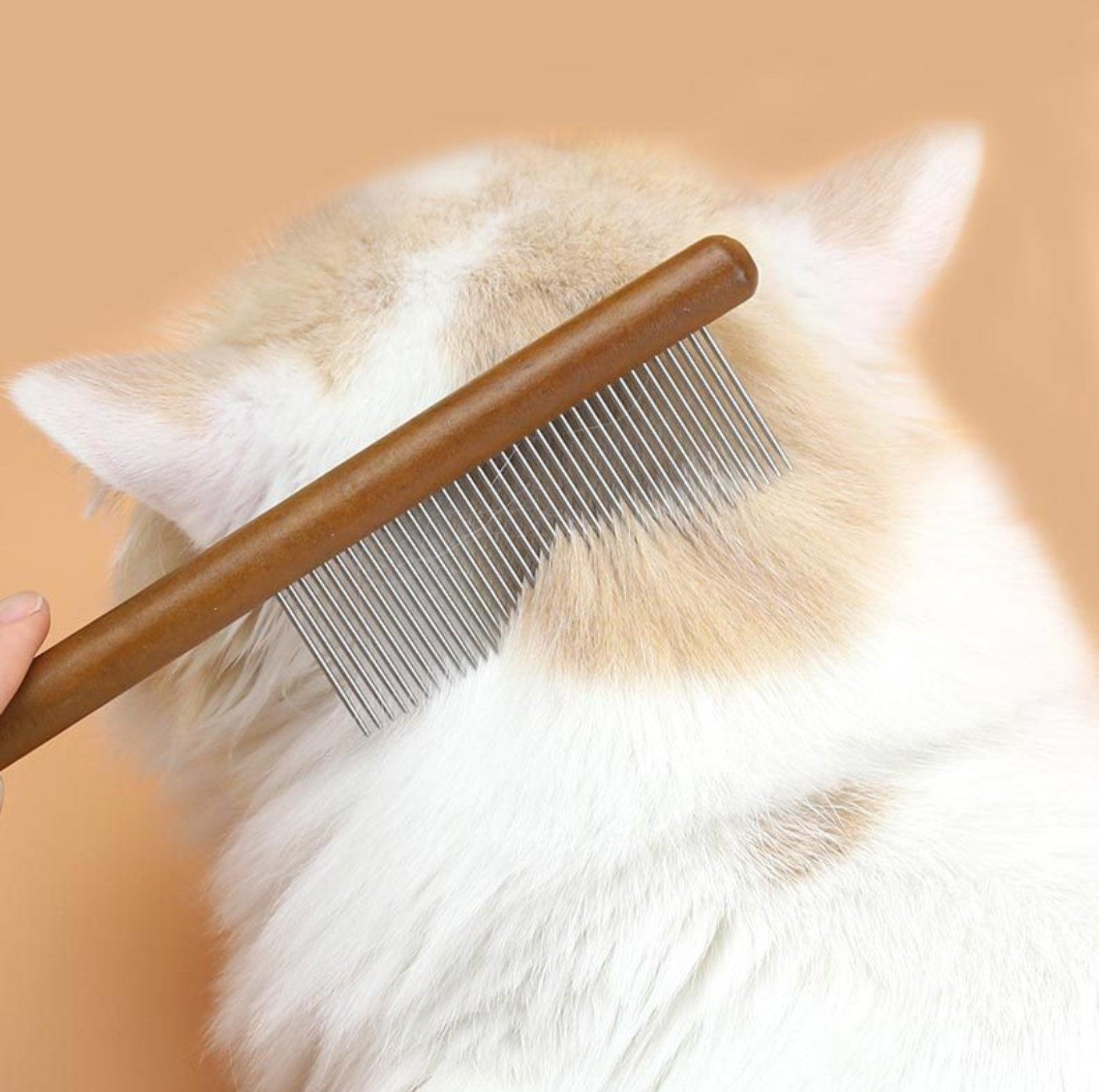Versatile Stainless Steel Pet Brush with Wooden Handle - 3 Styles