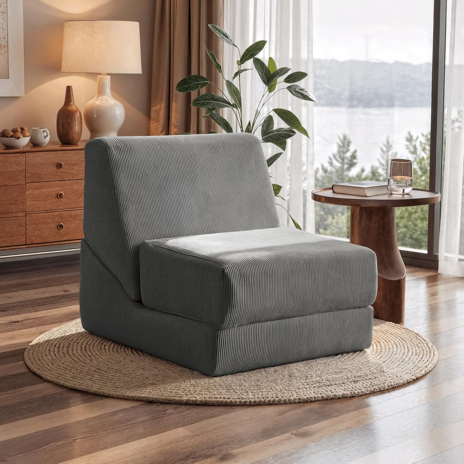 Folding Sofa Bed, 3 in 1 Convertible Sleeper Chair, Floor Couch with Back Support, Single Chair Bed for Living Room