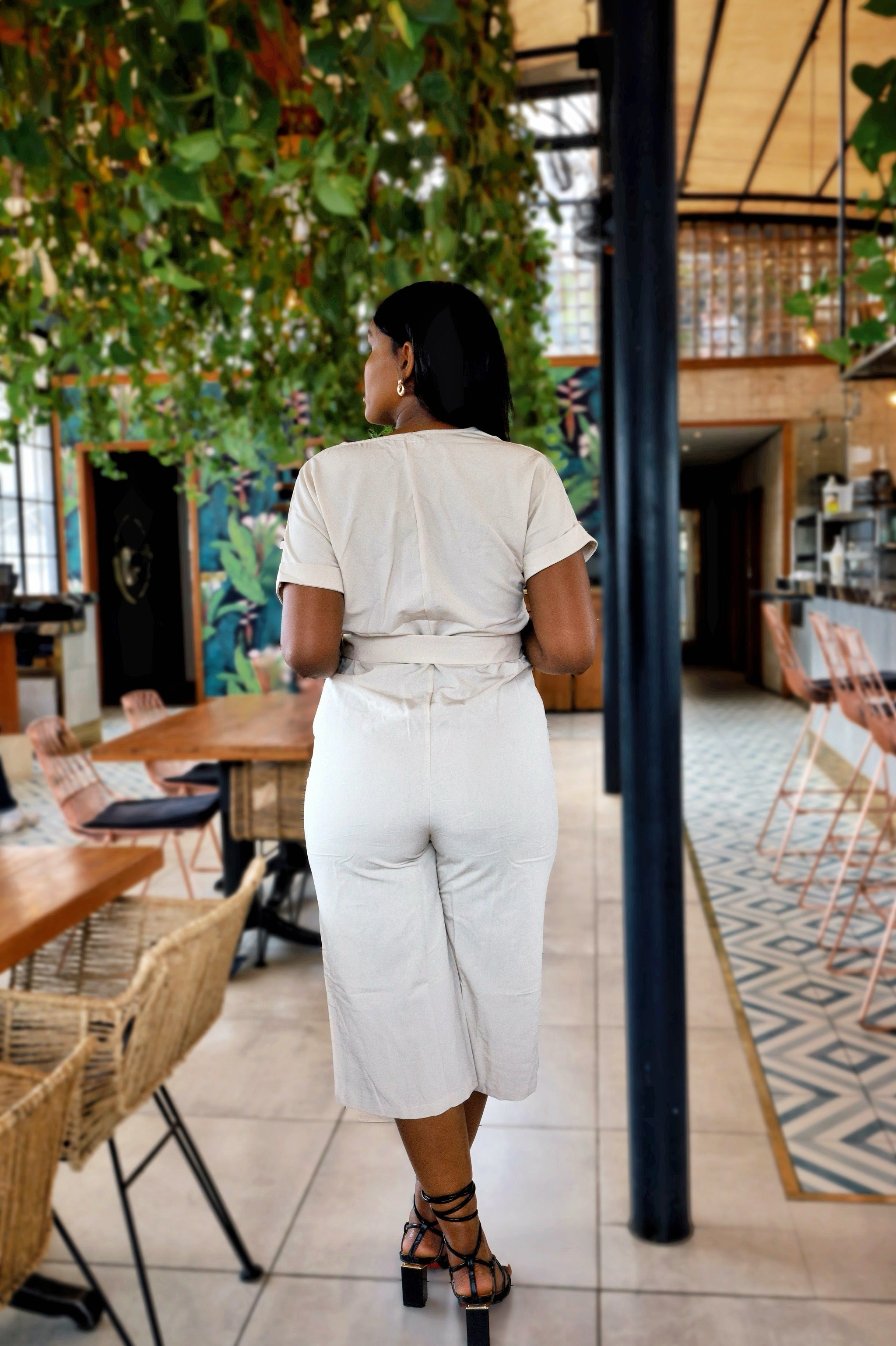 V Neck Pocketed Jumpsuit