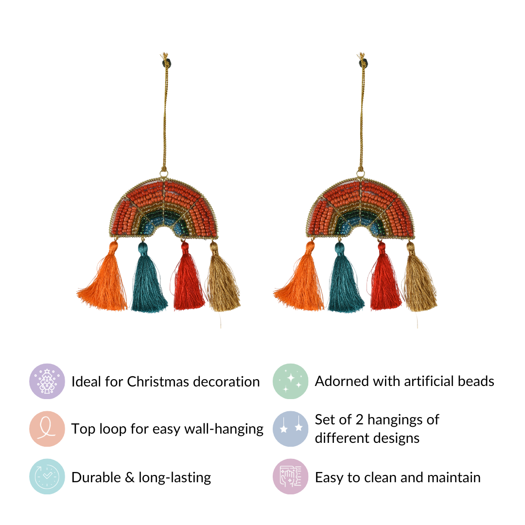 Rainbow Christmas Ornament Set of 2 Multicolour