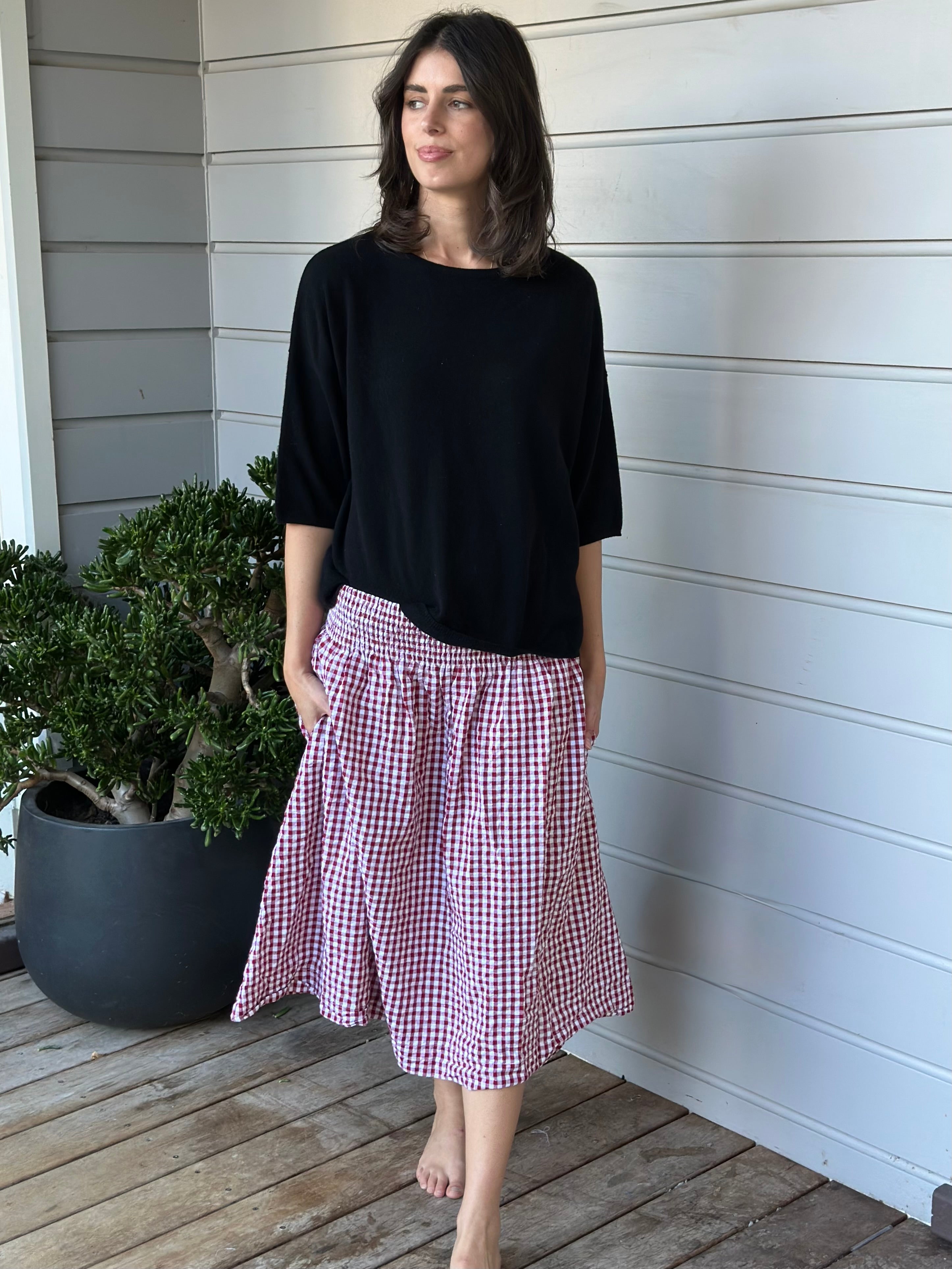 dark red gingham