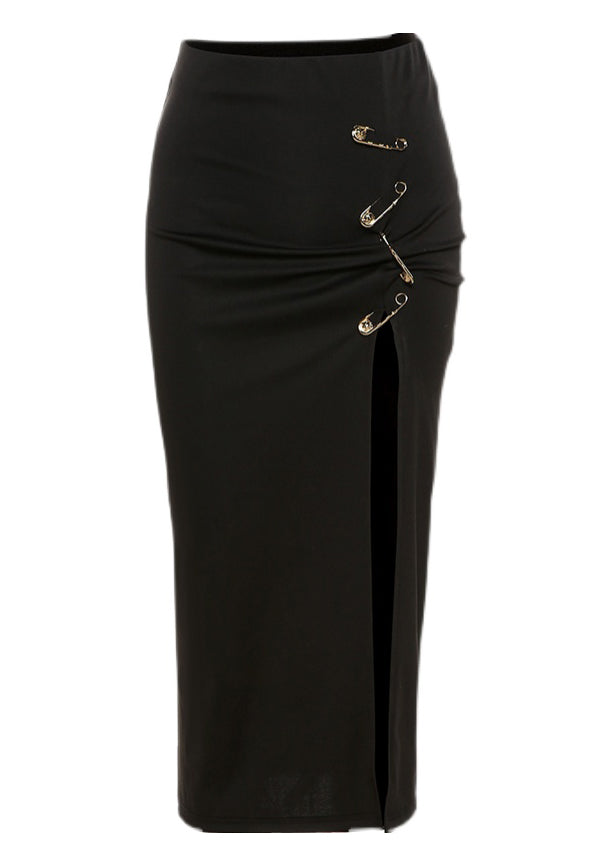 Modern Black High Waist Patchwor Skirts