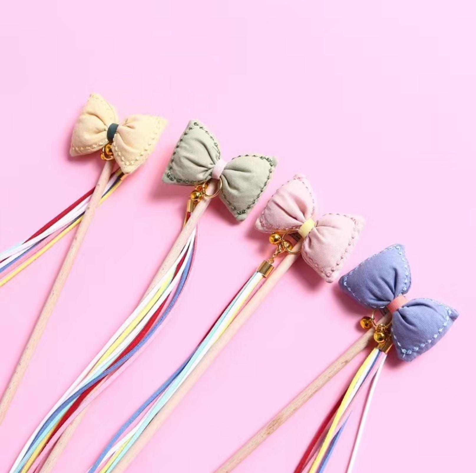 Bow Style Cat Stick With Long Tassel Cat Toy for Interactive Play