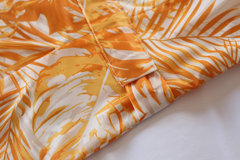 Printed Lace-Up Loose Maxi dress