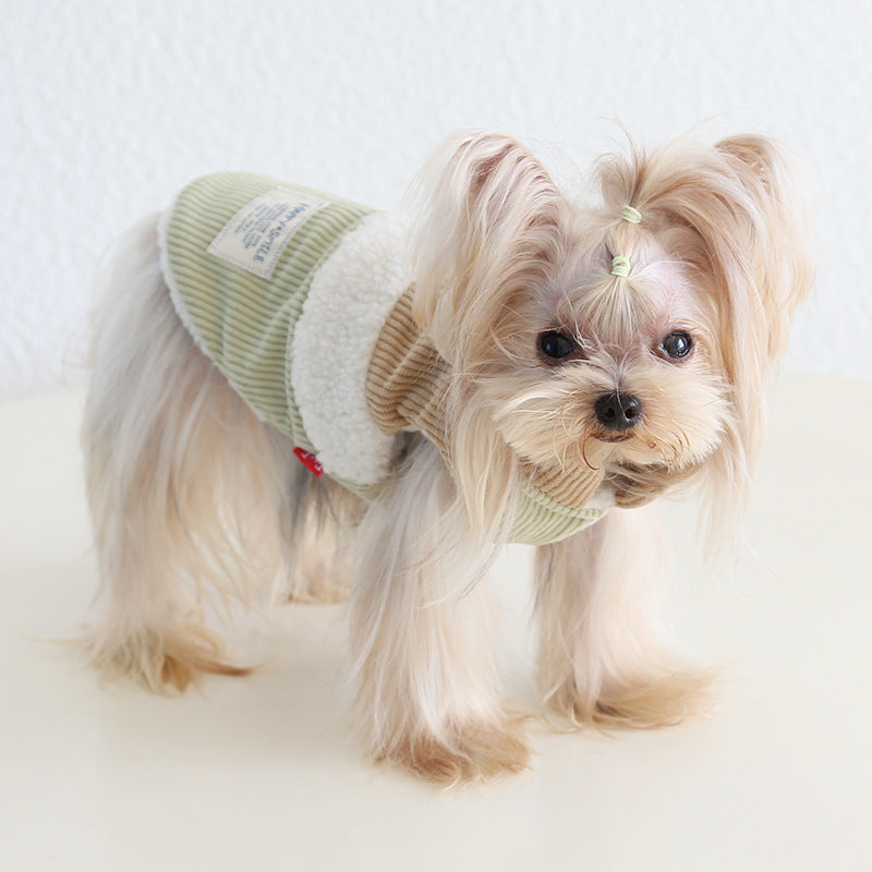 Corduroy Color Block Dog Harness Jacket Vest