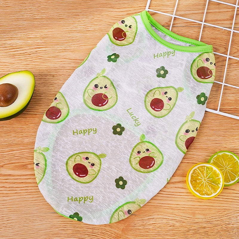 Big Dog Pet Spring And Summer Vest Dustproof Clothes Cat Dog Clothes Supplies Cartoon Fruit Teddy Koki Golden Hair
