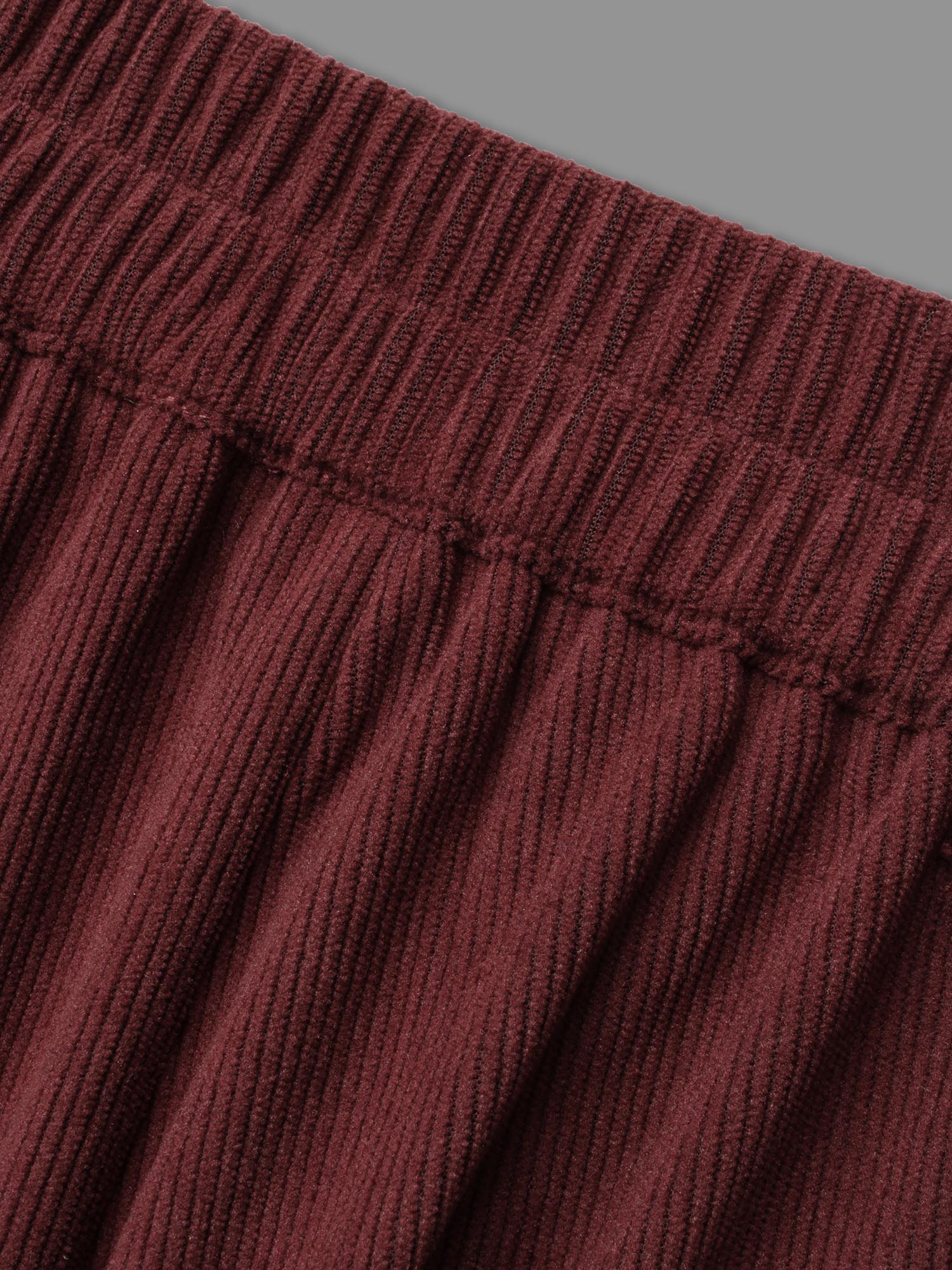 Straight Leg Elastic Waist Corduroy Pants