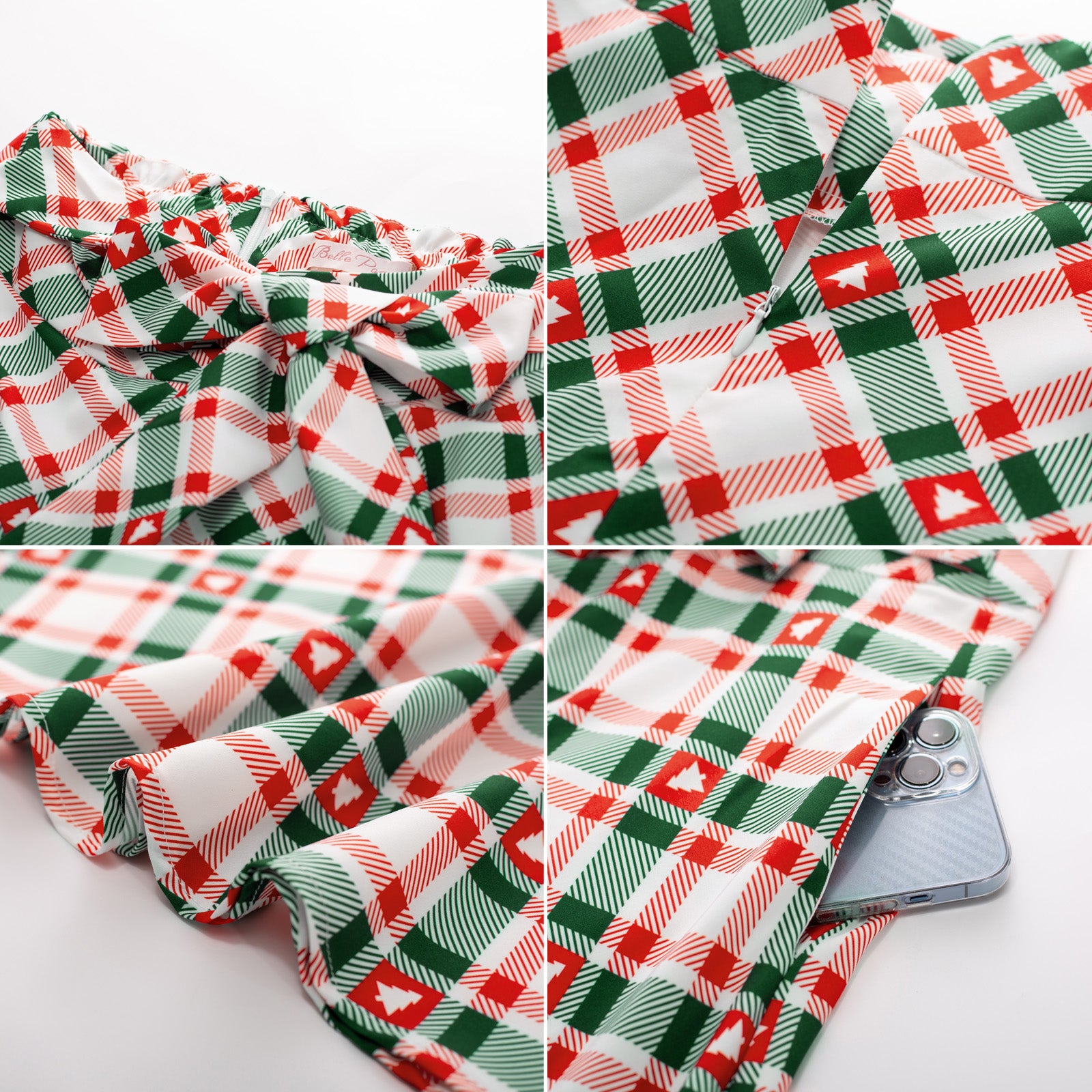 High Waist Plaid Style Bow Pattern A-Line Skirt