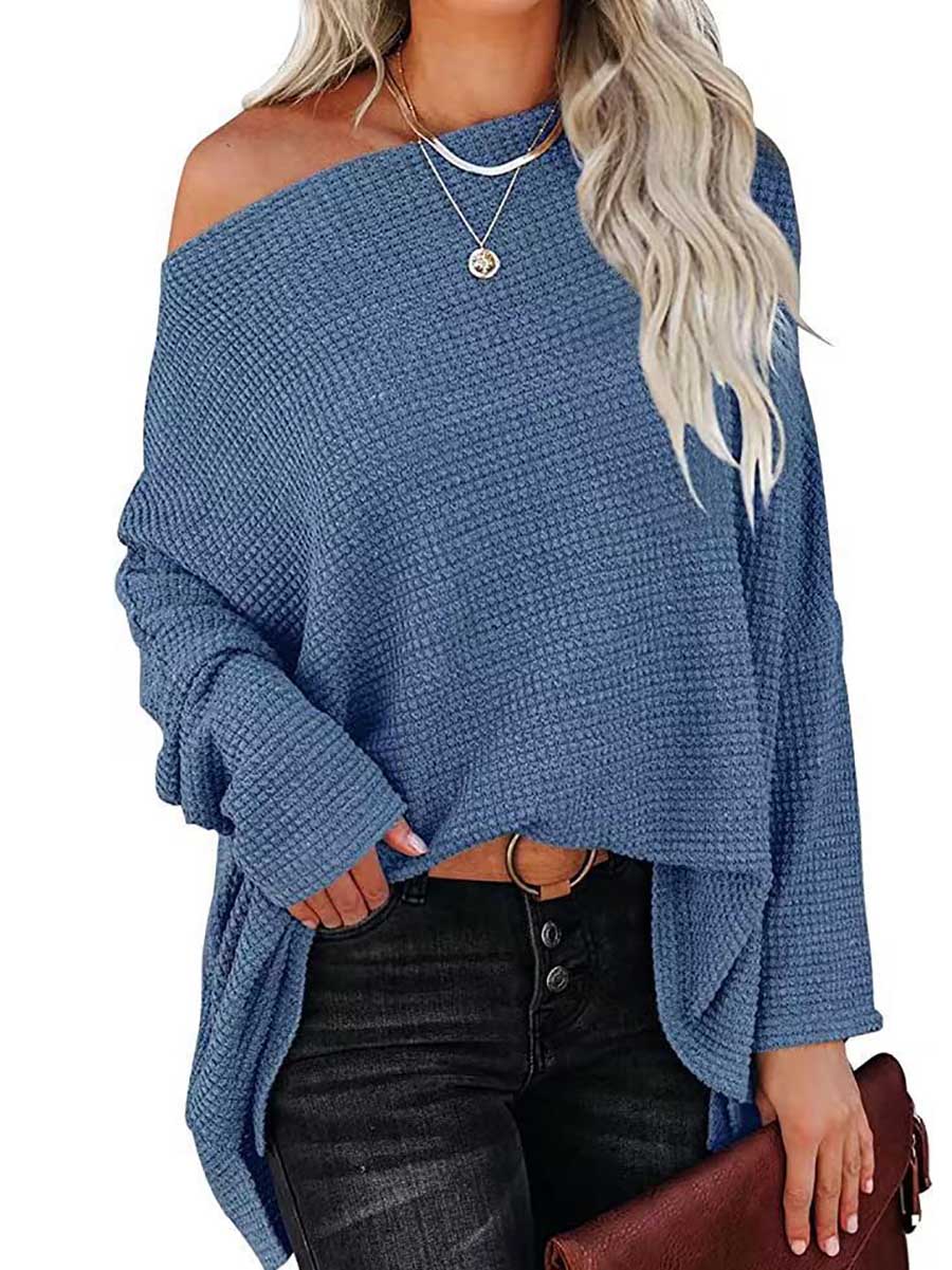 Knitted waffle slouchy top