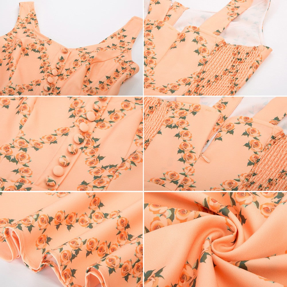 1950s Vintage Sleeveless Printed A-Line Dress