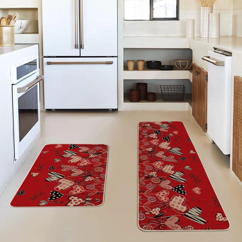 Valentine'S Day Casual Elegant Stripe Heart Shape Polyester Carpet Bathing