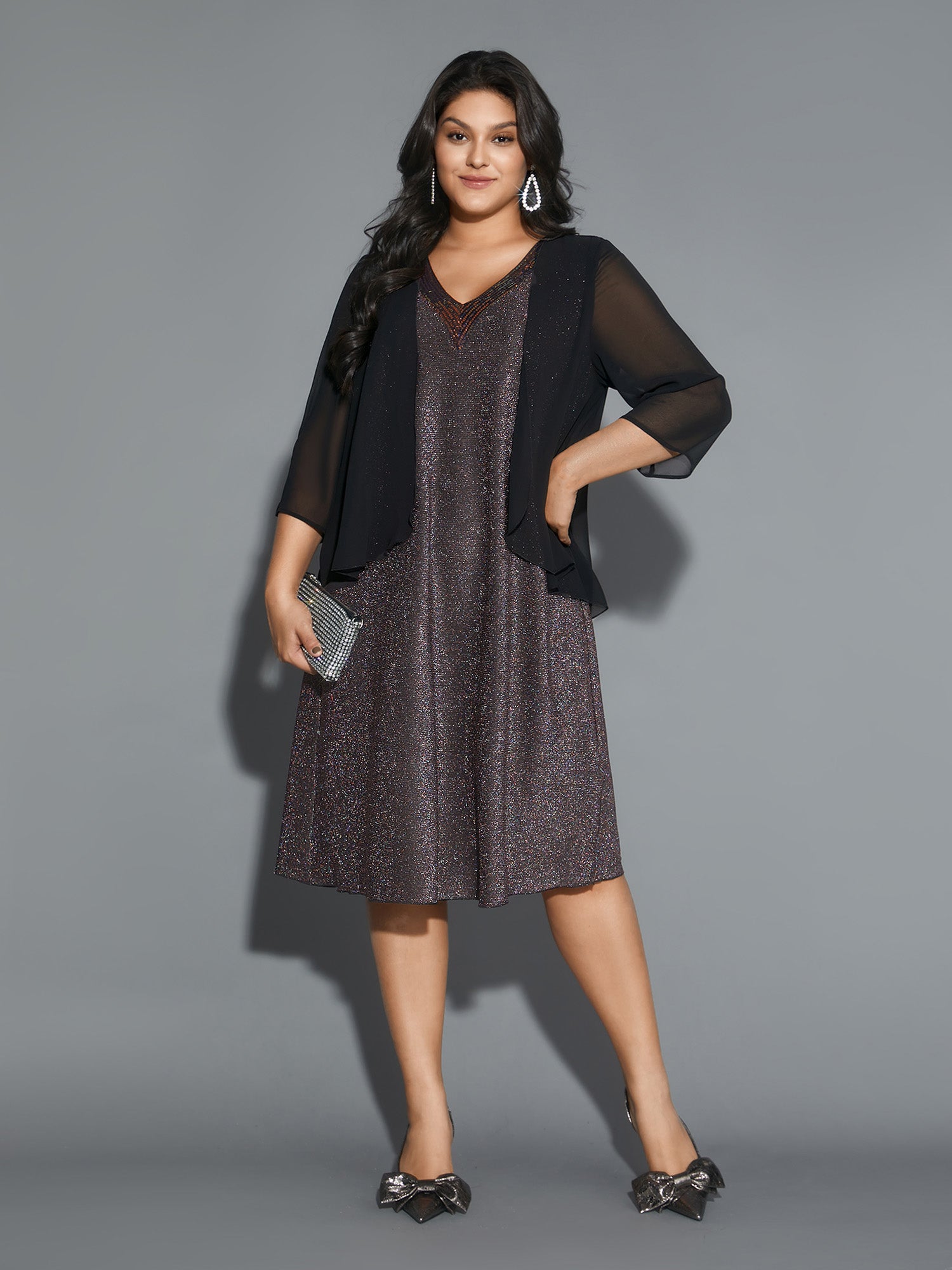 2-In-1 Sequin Patchwork Mesh Dress