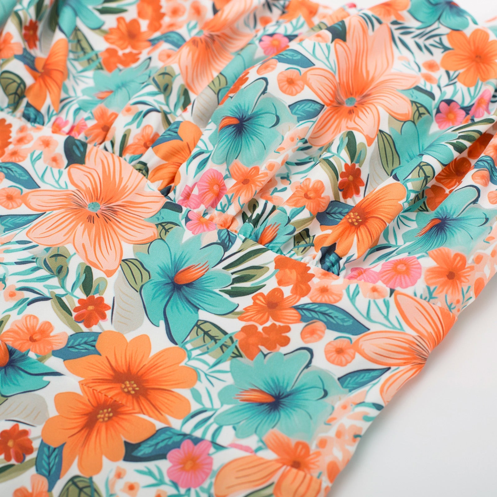 Women's Vintage Sleeveless Floral Ruched Summer Cute A-Line Flowy Swing Midi Dress