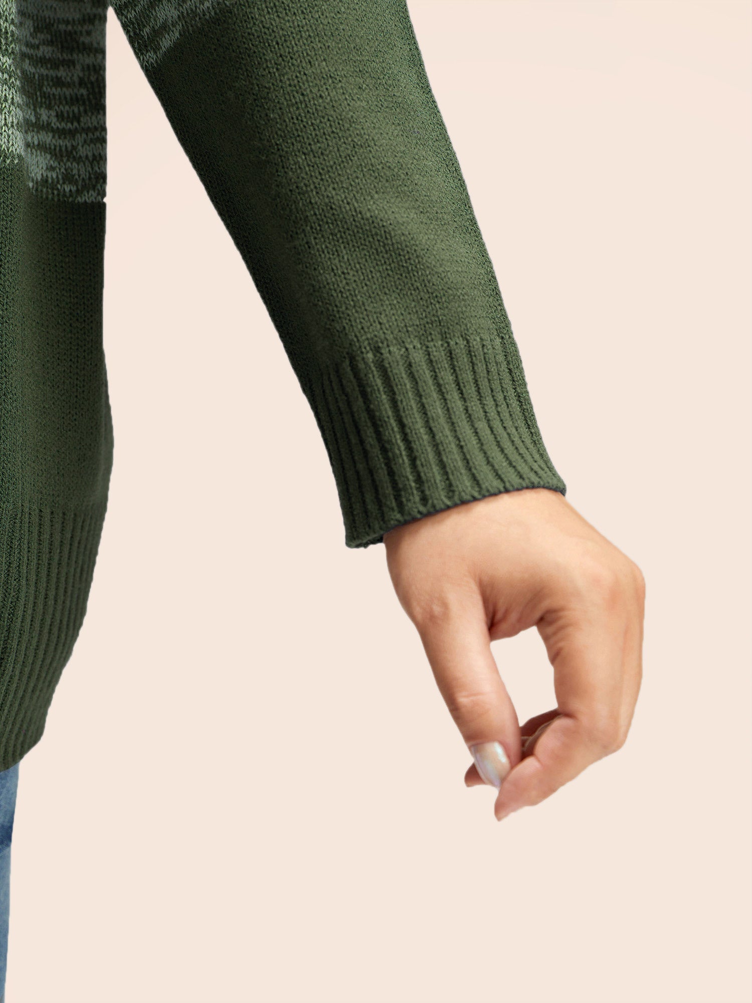 Colorblock Contrast Heather Button Detail Pullover