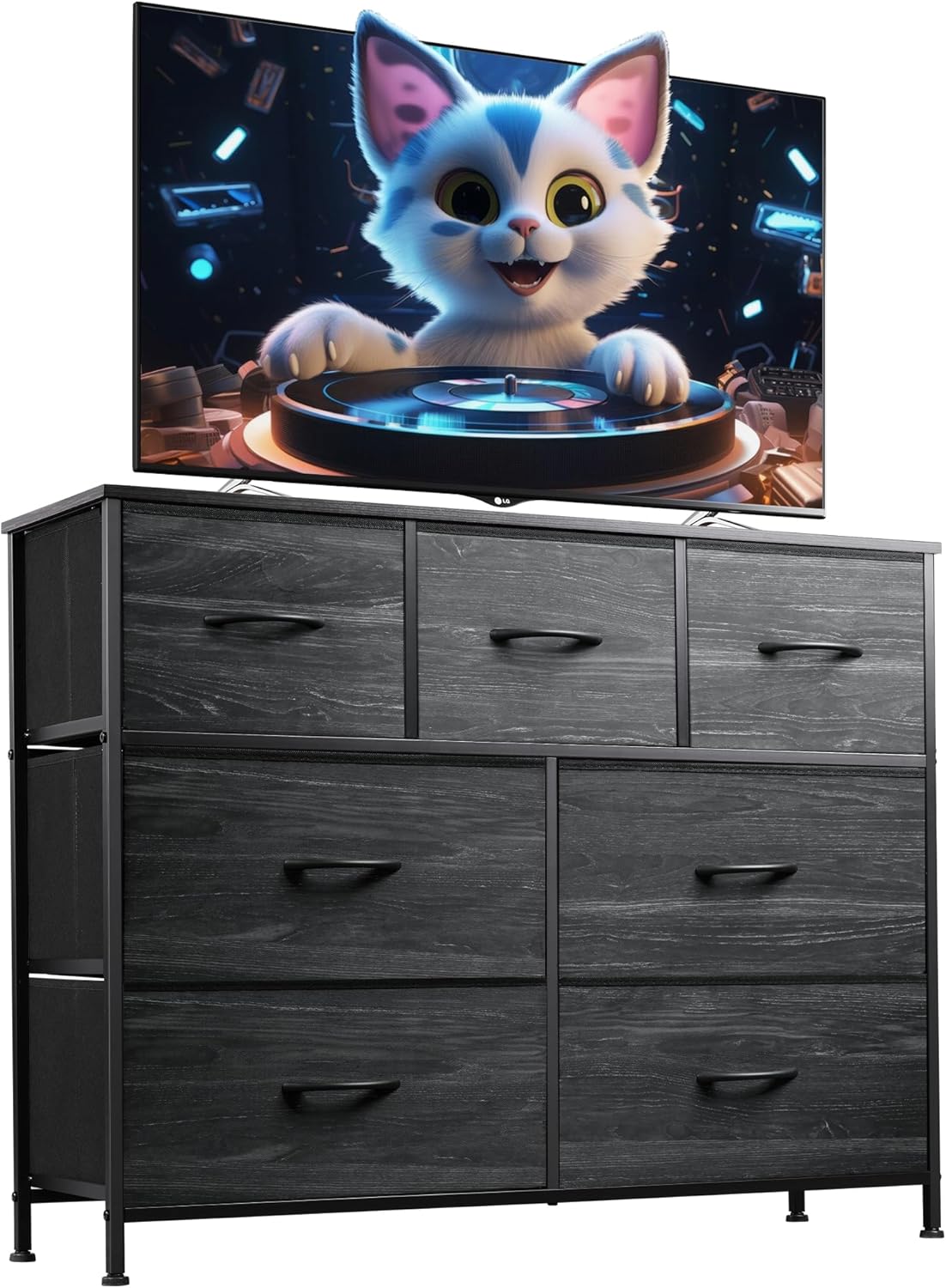 WLIVE 7 Drawer Dresser TV Stand, Dressers for Bedroom, Fabric Storage Tower