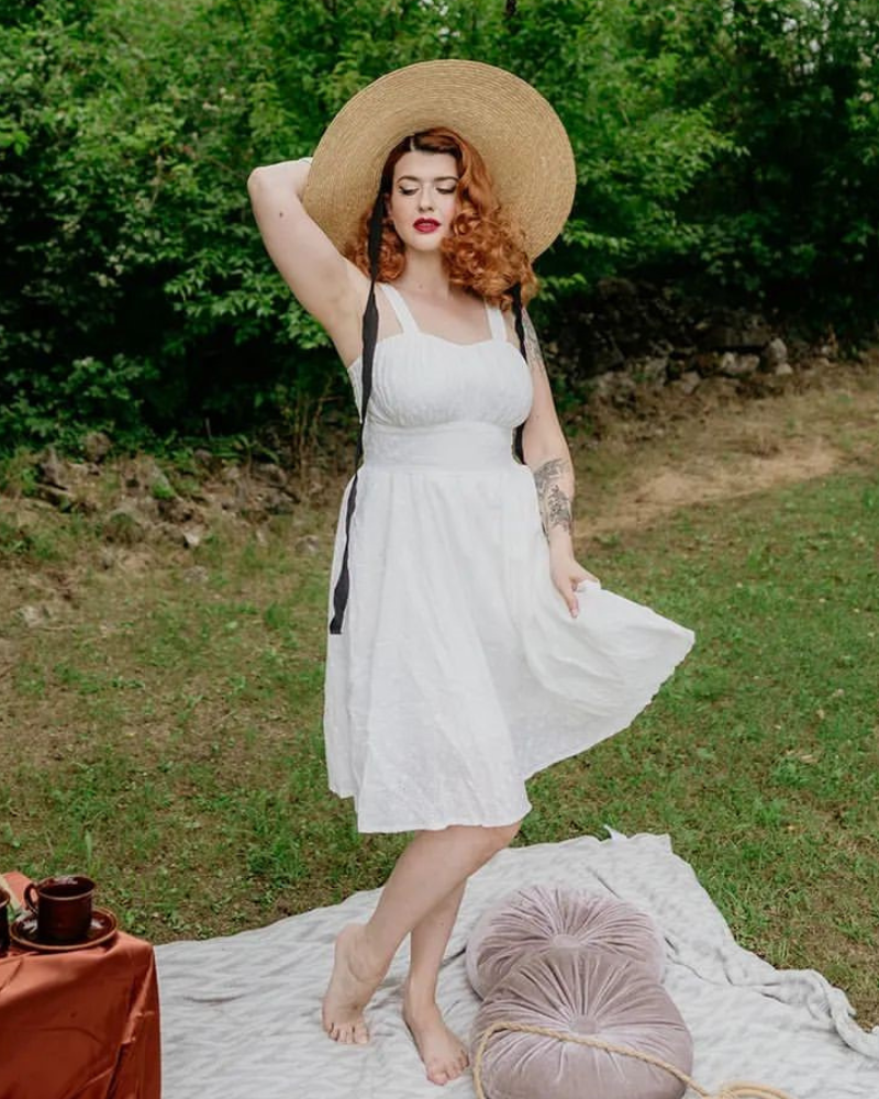 Two-Way Defined Waist Dress Ruched Bodice Flared A-Line Dress