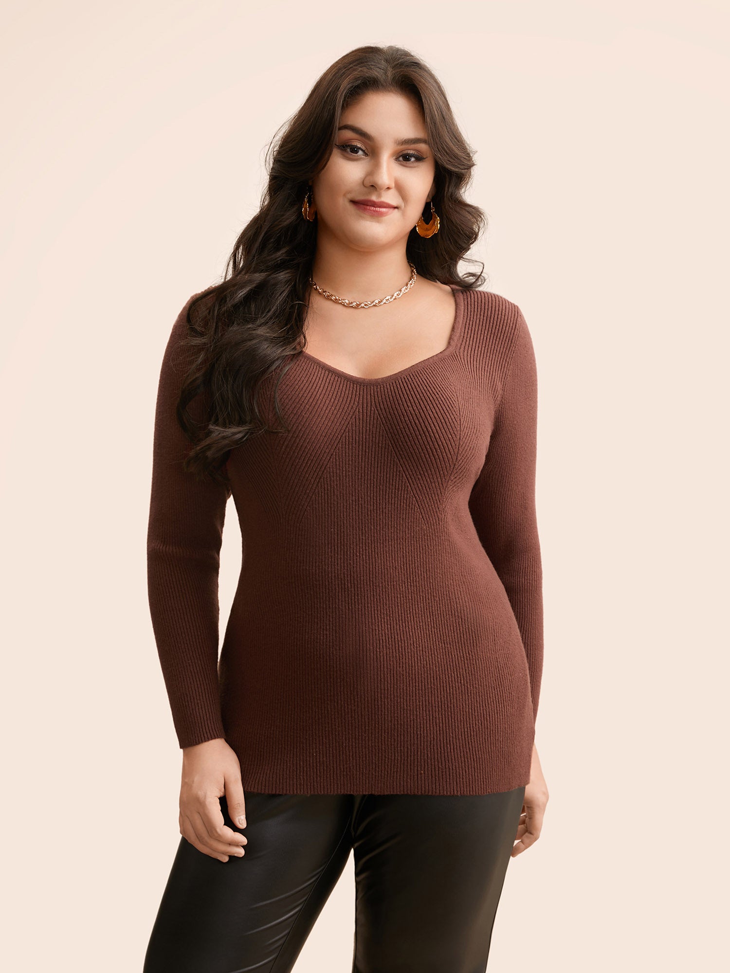 Heart Neckline Pit Strip Pullover