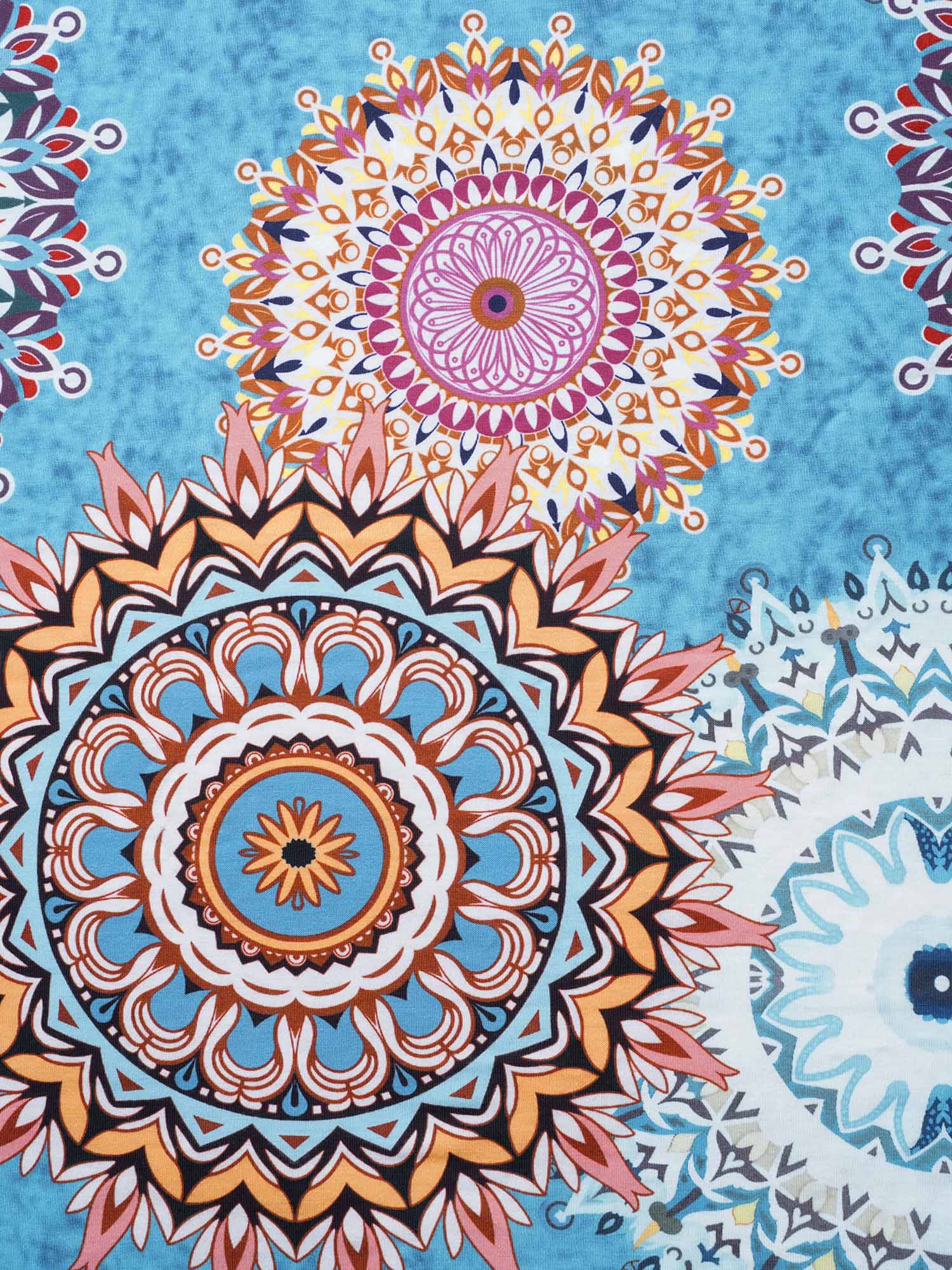 Crew Neck Bandana Print Midi Dress